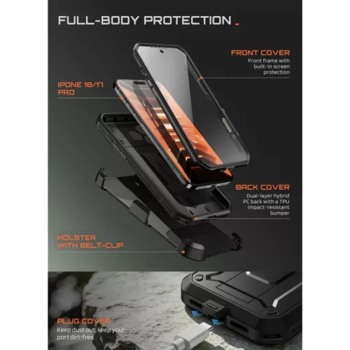 iPhone 17 Pro / 18 Pro fekete Supcase Unicorn Beetle Pro ütésálló -843439163294 10 kép
