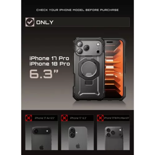 Apple iPhone 17 Pro / 18 Pro Fekete Supcase Grip Pro Mag MagSafe tok-843439163324 6 kép