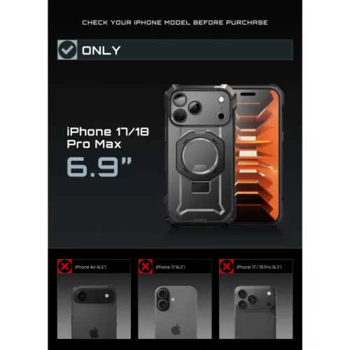 Apple iPhone 17 Pro Max / 18 Pro Max fekete Supcase UB Grip Mag MagSaf-843439163362 5 kép