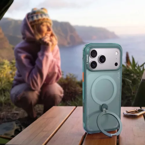 iPhone 18 Pro zöld Torras Ostand Q3 Air tok beépített forgatható �-6942765591772 4 kép