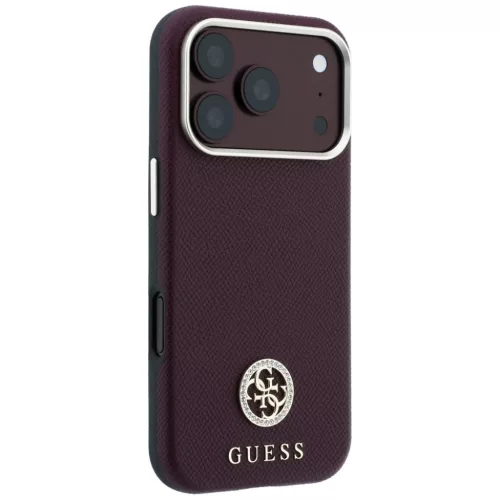 Apple iPhone 18 Pro Max / 17 Pro Max bordó Guess Grained Round Strass-3666339653873 4 kép