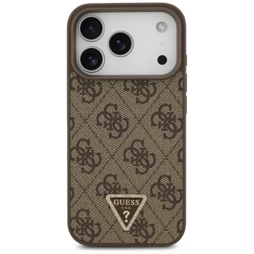 Apple iPhone 18 Pro / 17 Pro barna Guess Leather 4G Triangle Strass Ma-3666339652388 3 kép