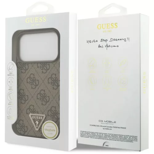 Apple iPhone 18 Pro / 17 Pro barna Guess Leather 4G Triangle Strass Ma-3666339652388 8 kép