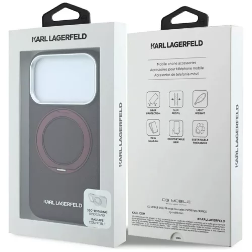 iPhone 18 Pro Max / 17 Pro Max bordó Karl Lagerfeld Ring Stand 360 Sa-3666339657734 8 kép