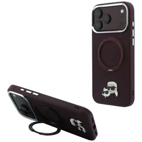   iPhone 18 Pro / 17 Pro Bordó Karl Lagerfeld Ring Stand 360 Karl & Choupette Heads Pin MagSafe tok
