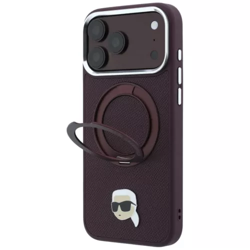 iPhone 18 Pro / 17 Pro bordó Karl Lagerfeld Ring Stand 360 Karl Head -3666339658724 2 kép