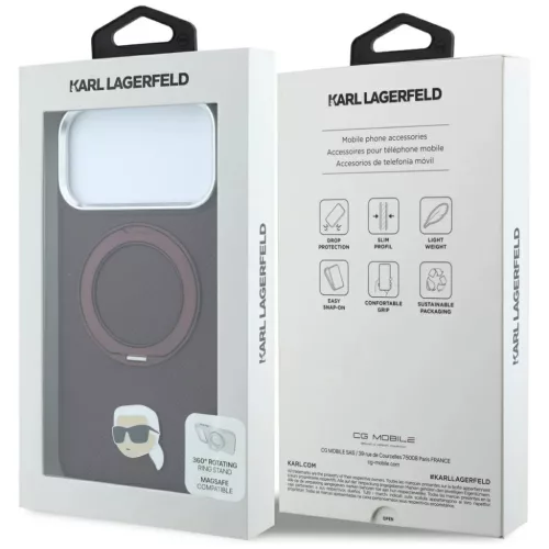 iPhone 18 Pro / 17 Pro bordó Karl Lagerfeld Ring Stand 360 Karl Head -3666339658724 8 kép