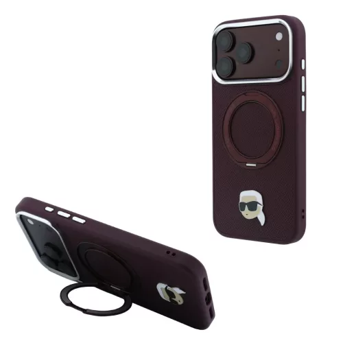 iPhone 18 Pro / 17 Pro bordó Karl Lagerfeld Ring Stand 360 Karl Head -3666339658724 10 kép