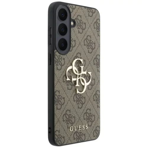 Guess Leather 4G fém logós hátlap tok Samsung Galaxy S26 FE, barna-3666339686307 4 kép
