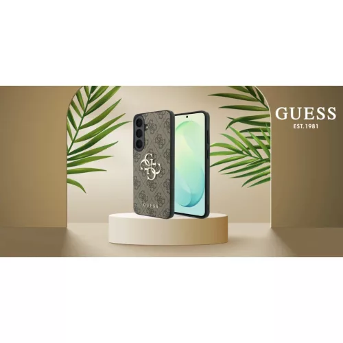 Guess Leather 4G fém logós hátlap tok Samsung Galaxy S26 FE, barna-3666339686307 9 kép