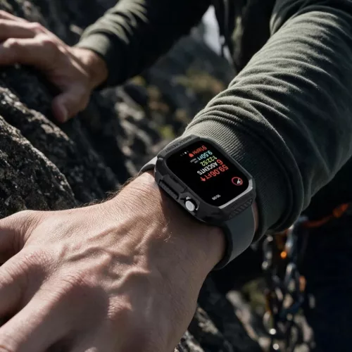  Apple Watch 12 (42 mm) matt fekete Spigen Rugged Armor védőtok-8800337250053 4 kép