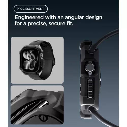  Apple Watch 12 (42 mm) matt fekete Spigen Rugged Armor védőtok-8800337250053 6 kép