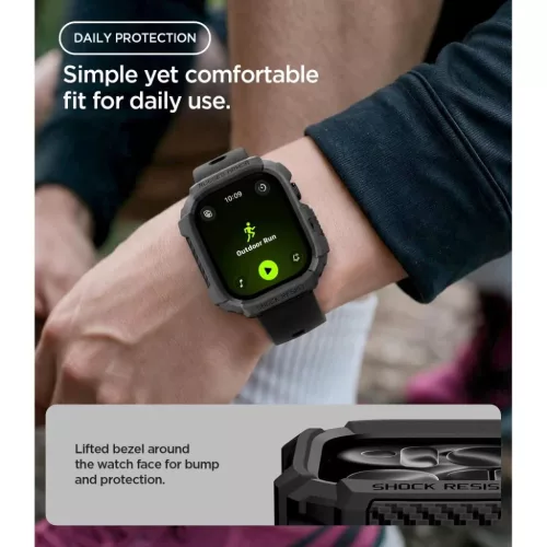  Apple Watch 12 (42 mm) matt fekete Spigen Rugged Armor védőtok-8800337250053 7 kép
