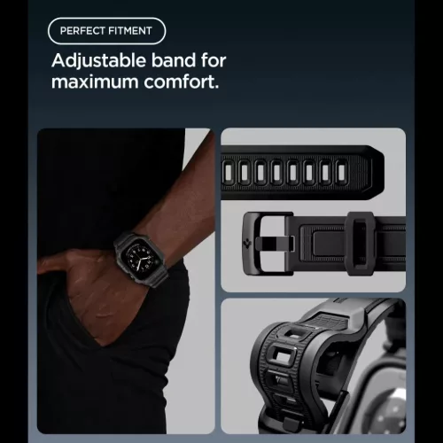  Apple Watch 12 (46 mm) matt fekete Spigen Rugged Armor Pro szíj beé-8800337250220 8 kép