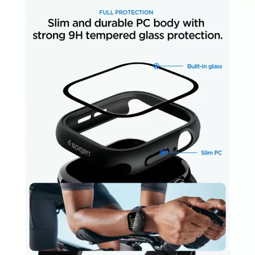 Apple Watch 10 / 11 (42 mm) Black Spigen Thin Fit 360 tok üvegfóliá-8800337245431 4 kép