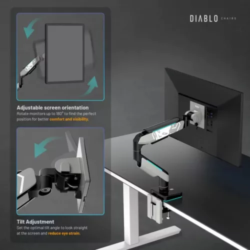 Diablo RGB X-Arm LED RGB asztali monitortartó kar 17"–49", szürke--5904405579855 6 kép