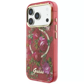 iPhone 18 Pro / iPhone 17 Pro bordó Guess IML Glitter Blossom Roses M-3666339655709 2 kép