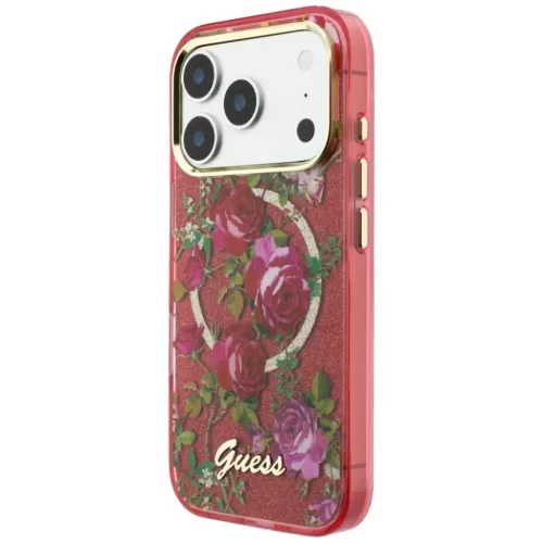 iPhone 18 Pro / iPhone 17 Pro bordó Guess IML Glitter Blossom Roses M-3666339655709 2 kép