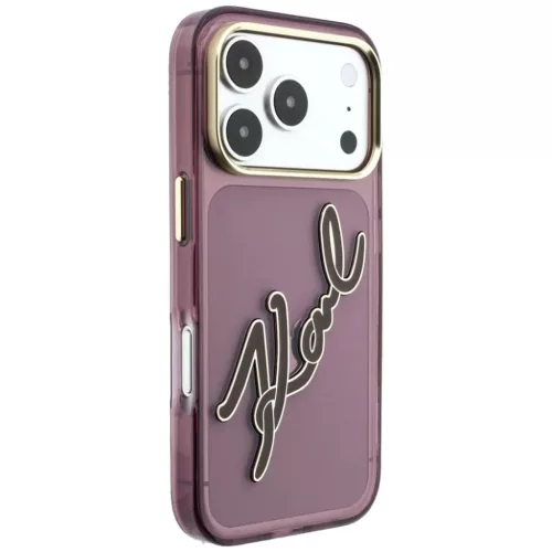 iPhone 18 Pro / 17 Pro bordó Karl Lagerfeld IML Big Signature fémker-3666339662042 4 kép