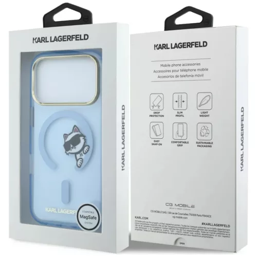 iPhone 18 Pro / iPhone 17 Pro világoskék Karl Lagerfeld Peekaboo Log-3666339661885 8 kép