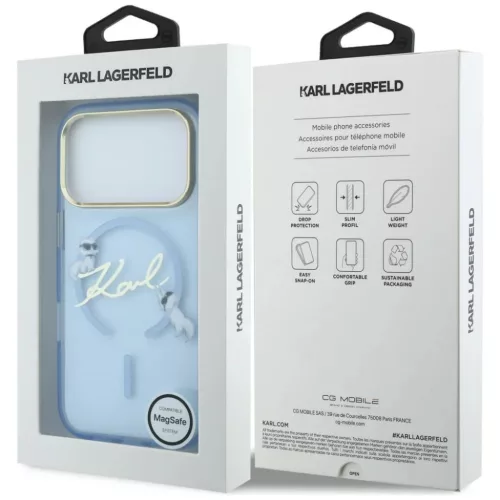 iPhone 18 Pro / 17 Pro világoskék Karl Lagerfeld Script Logo MagSafe-3666339661564 8 kép