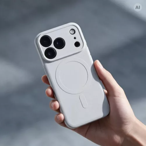  iPhone 18 Pro Max / 17 Pro Max ezüst Silicone Mag Cover MagSafe-komp-5903396479762 2 kép