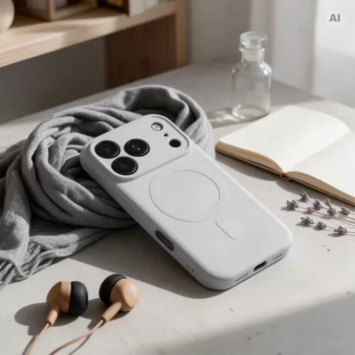  iPhone 18 Pro Max / 17 Pro Max ezüst Silicone Mag Cover MagSafe-komp-5903396479762 3 kép