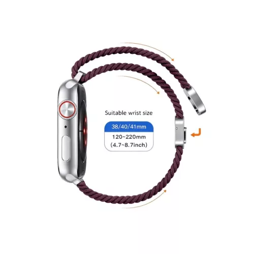  Apple Watch 40/41/42 mm-es szíj, Tech-Protect NylonMag, mélybordó-5906302326525 4 kép