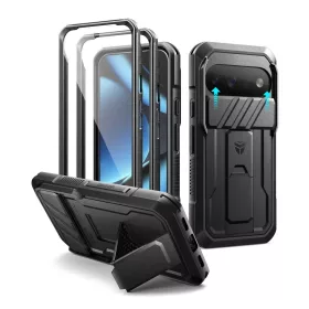   Google Pixel 11 Pro Dexnor Full Body ütésálló tok, csúsztatható kameravédővel, beépített kijelzővédővel és kitámasztóval fekete