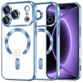    iPhone 18 Pro és iPhone 17 Pro Techsuit Luxury Crystal MagSafe átlátszó, világoskék tok