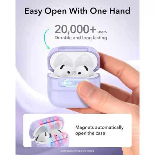  Apple AirPods 4 / 5 fülhallgatóhoz való levendulaszínű ESR Pulse-4894240307137 2 kép