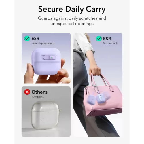  Apple AirPods 4 / 5 fülhallgatóhoz való levendulaszínű ESR Pulse-4894240307137 4 kép