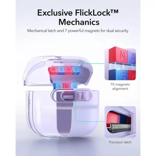  Apple AirPods 4 / 5 fülhallgatóhoz való levendulaszínű ESR Pulse-4894240307137 7 kép