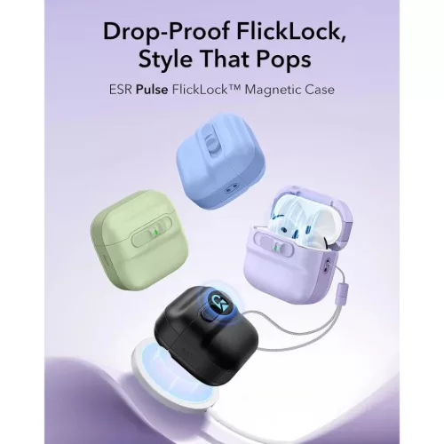  Apple AirPods 4 / 5 fülhallgatóhoz való levendulaszínű ESR Pulse-4894240307137 8 kép
