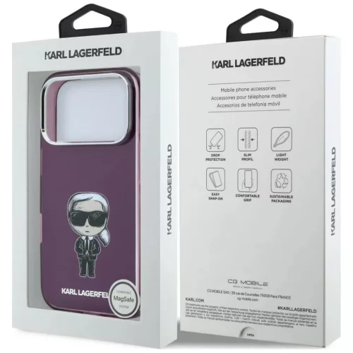  iPhone 18 Pro / 17 Pro bordó Karl Lagerfeld IML Ikonik Sketch Print -3666339661205 8 kép