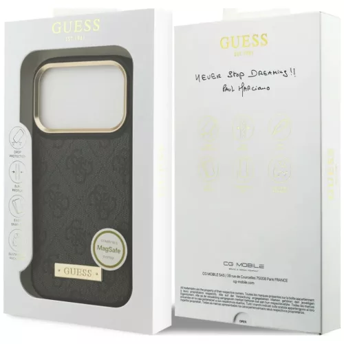  iPhone 18 Pro / iPhone 17 Pro fekete Guess 4G Logo Plate MagSafe tok-3666339681548 8 kép