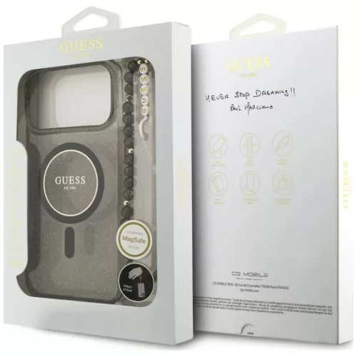  iPhone 18 Pro / 17 Pro fekete Guess IML Glitter Pearl Strap MagSafe t-3666339681364 8 kép