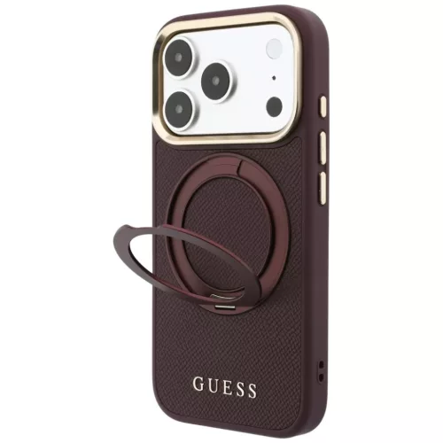  iPhone 18 Pro / 17 Pro Guess Ring Stand 360 Grained Classic Logo MagS-3666339654023 2 kép