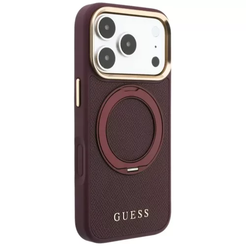  iPhone 18 Pro / 17 Pro Guess Ring Stand 360 Grained Classic Logo MagS-3666339654023 4 kép