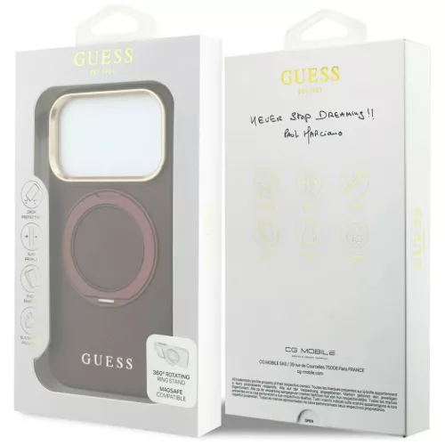  iPhone 18 Pro / 17 Pro Guess Ring Stand 360 Grained Classic Logo MagS-3666339654023 8 kép