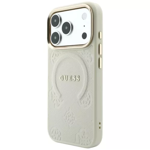  iPhone 18 Pro / 17 Pro Guess Saffiano Peony & Ring MagSafe bézs véd-3666339649951 2 kép
