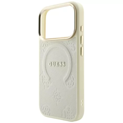 iPhone 18 Pro / 17 Pro Guess Saffiano Peony & Ring MagSafe bézs véd-3666339649951 6 kép