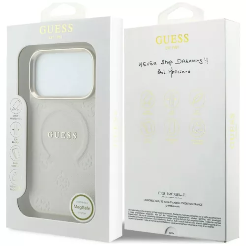  iPhone 18 Pro / 17 Pro Guess Saffiano Peony & Ring MagSafe bézs véd-3666339649951 8 kép