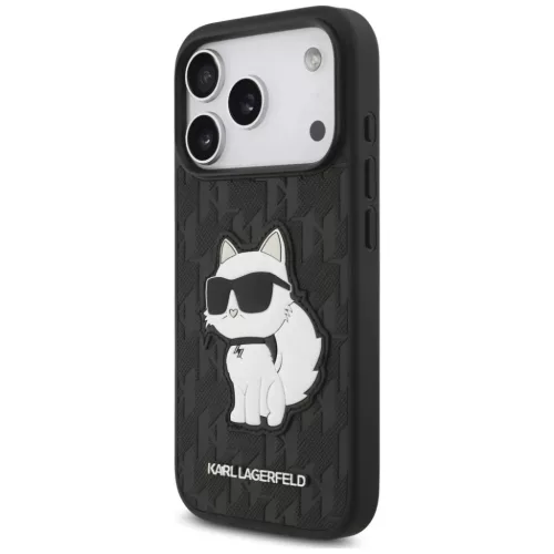  iPhone 18 Pro / 17 Pro fekete Karl Lagerfeld Saffiano Mono Patch Chou-3666339683580 2 kép