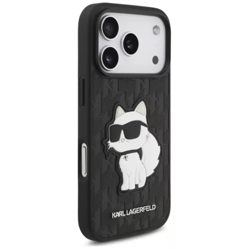  iPhone 18 Pro / 17 Pro fekete Karl Lagerfeld Saffiano Mono Patch Chou-3666339683580 4 kép