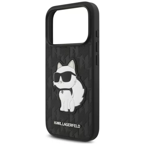  iPhone 18 Pro / 17 Pro fekete Karl Lagerfeld Saffiano Mono Patch Chou-3666339683580 6 kép