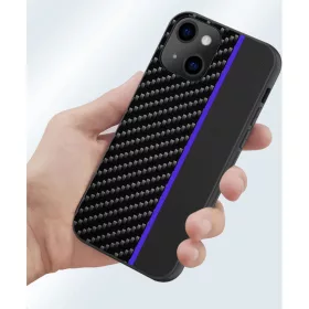 iPhone 13 Pro Max Tel Protect Carbon Tok Fekte / Kék Csík-5900217885344 2 kép