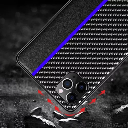 iPhone 13 Pro Max Tel Protect Carbon Tok Fekte / Kék Csík-5900217885344 3 kép
