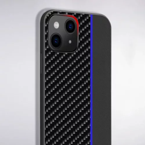 iPhone 13 Pro Max Tel Protect Carbon Tok Fekte / Kék Csík-5900217885344 4 kép