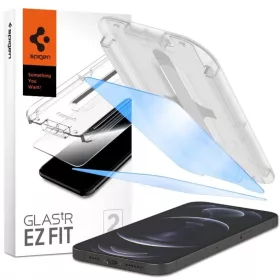   iPhone 13/ 13 Pro /14 Spigen Glas.TR Antiblue EZ Fit 2 db kijelzővédő üvegfólia + felhelyezőkeret (AGL03389)